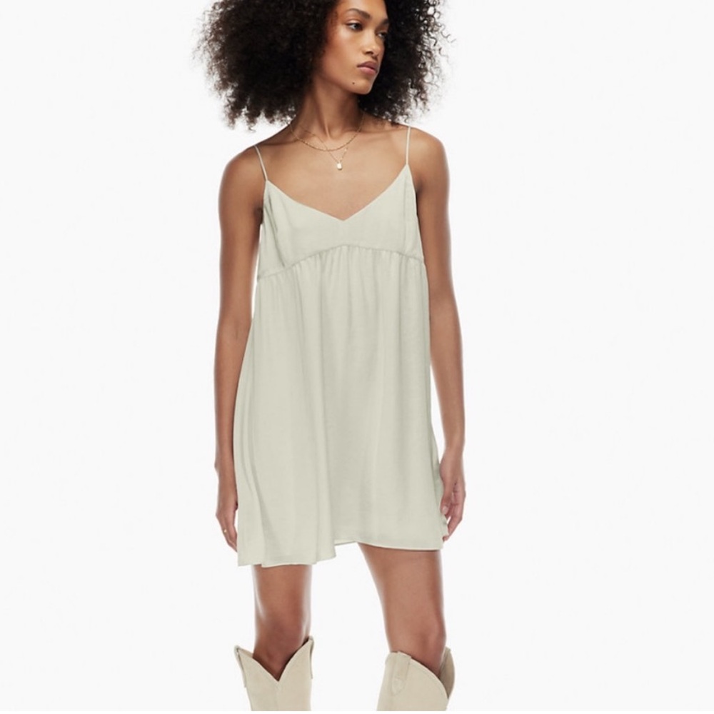 Aritzia Wilfred Lover Satin Mini Dress - Cream
